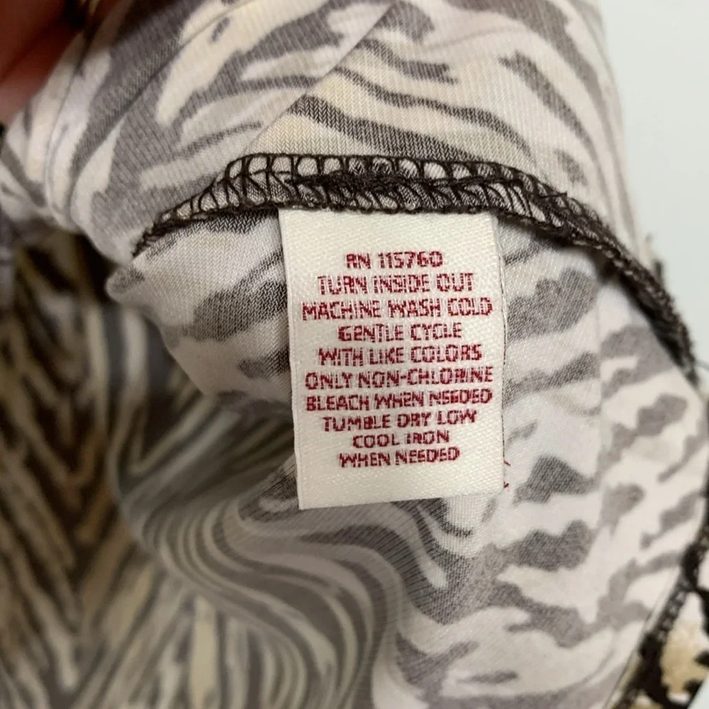 JM Collection Boho Zebra Print Beaded Dressy Blouse Top Size PXL